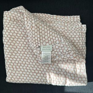 Pottery Barn + West Elm baby swaddle peach/white. GUC